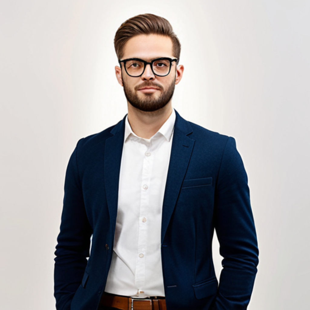 A confident young professional, fully clothed in a modern, stylish business-casual outfit, standing in a contemporary art gallery. The individual is wearing bold, oversized eyeglasses with a unique frame and flat lenses, making a strong fashion statement. The lighting is bright and clean, emphasizing the architectural lines of the space. Perfect anatomy, correct proportions, natural pose, well-formed hands, proper finger count, natural body proportions, professional photography, high quality, safe for work, appropriate content, modest clothing, family-friendly.